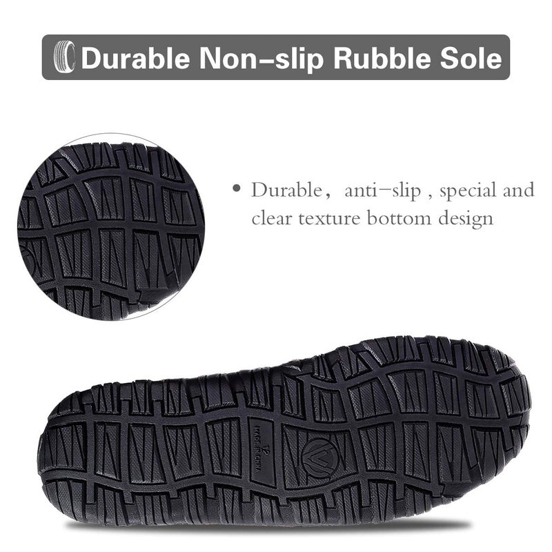 shoeslocker Men's Moccasin Slippers, Indoor Outdoor House Shoes with Memory Foam, Black Size 14 - Image 4